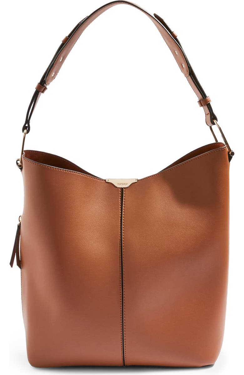 Topshop Hettie Faux Leather Hobo Bag, Main, color,