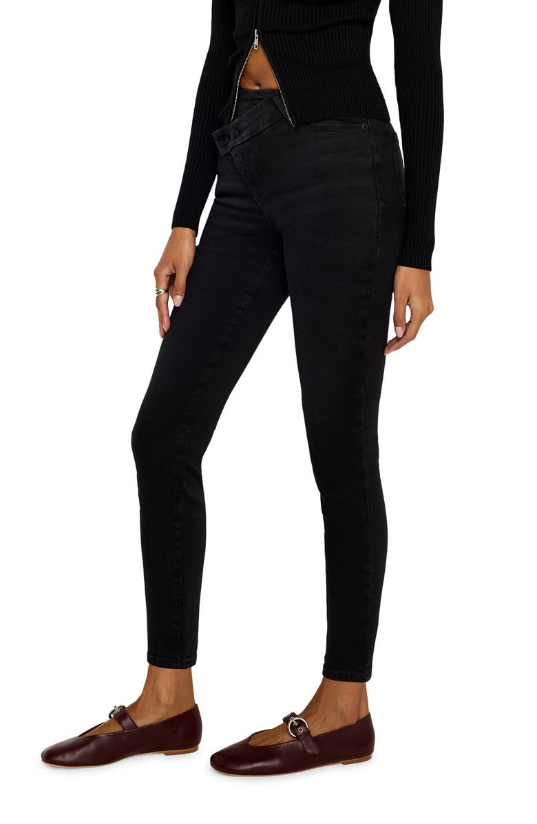 Good American Good Legs Crossover Waist Ankle Skinny Jeans, Alternate, color, Black337