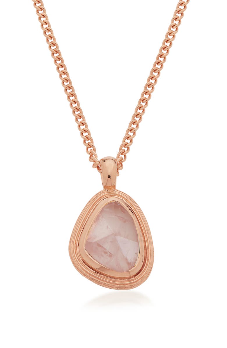 Monica Vinader Amulet Love Rose Quartz Pendant Necklace, Main, color,