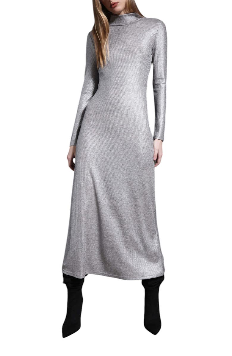 Walter Baker Ella Metallic Long Sleeve Sweater Dress, Main, color, 