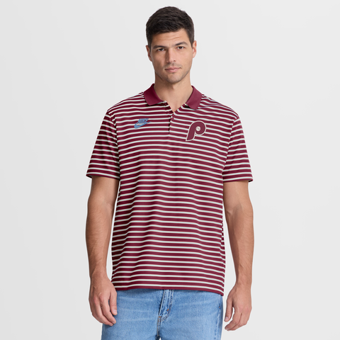 Men's Nike Maroon Philadelphia Phillies Cooperstown Collection Dri-FIT Victory Striped Polo