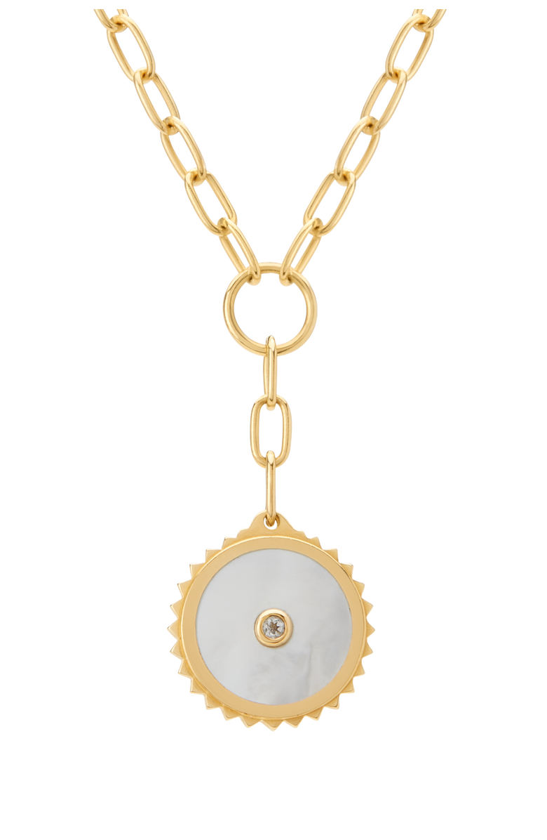 Murkani Halcyon Shield Drop Necklace, Main, color, Yellow Gold