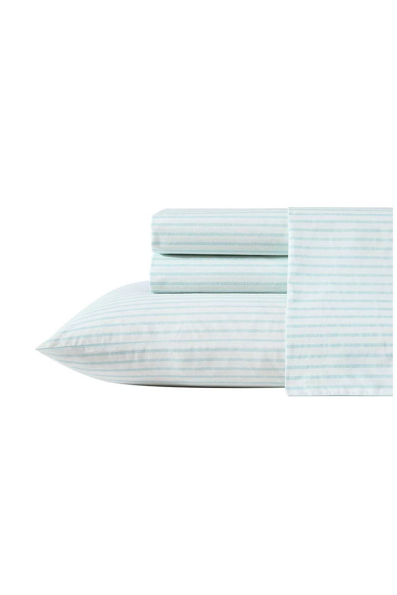Cool Beach Stripe Cotton Percale Sheet Set, Main, color, TURQUOISE-AQUA