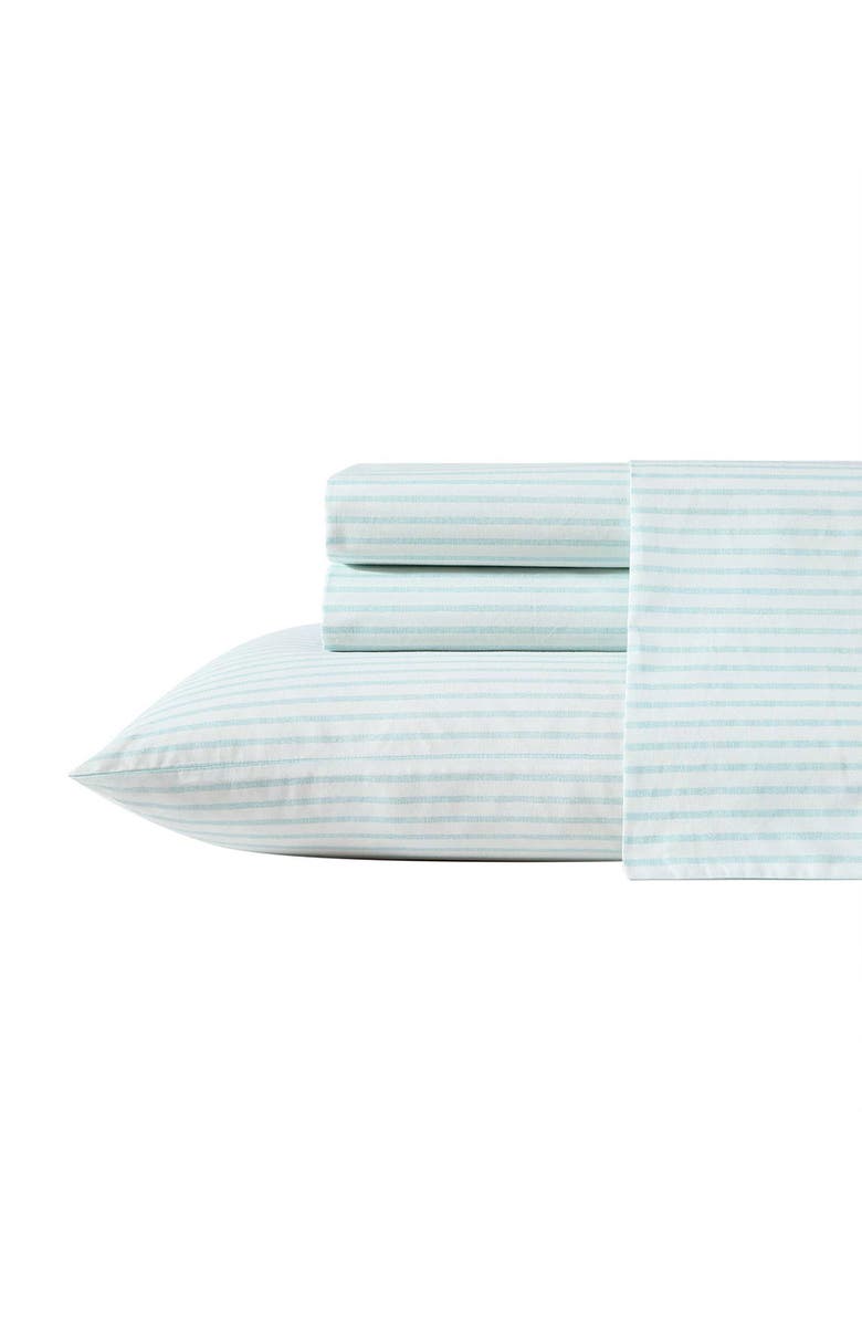 Tommy Bahama Cool Beach Stripe Cotton Percale Sheet Set, Main, color, Turquoise-Aqua