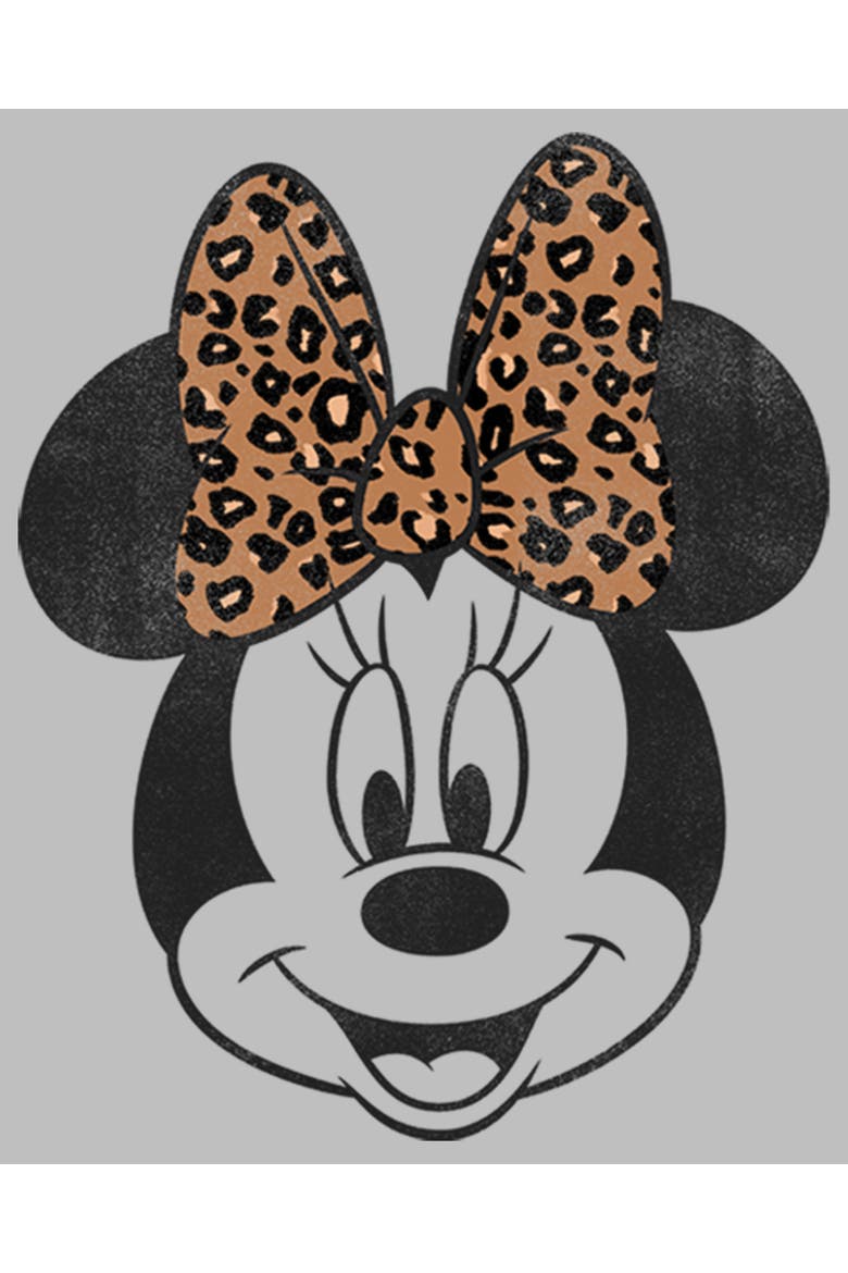 Women's Mickey & Friends Minnie Mouse Cheetah Print Bow  Graphic T-Shirt, Alternate, color, Athletic Heather
