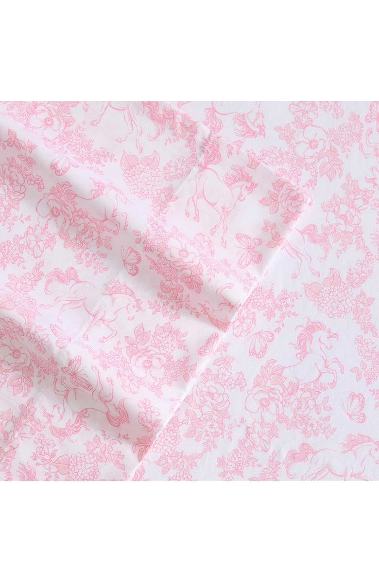 Laura Ashley Toile Unicorn Microfiber Sheet Set, Alternate, color, Pink Toile Unicorn