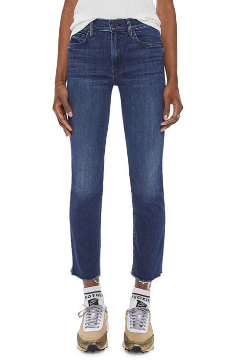 The Rascal Raw Hem High Waist Ankle Snippet Jeans (Coffee Tea or Me)