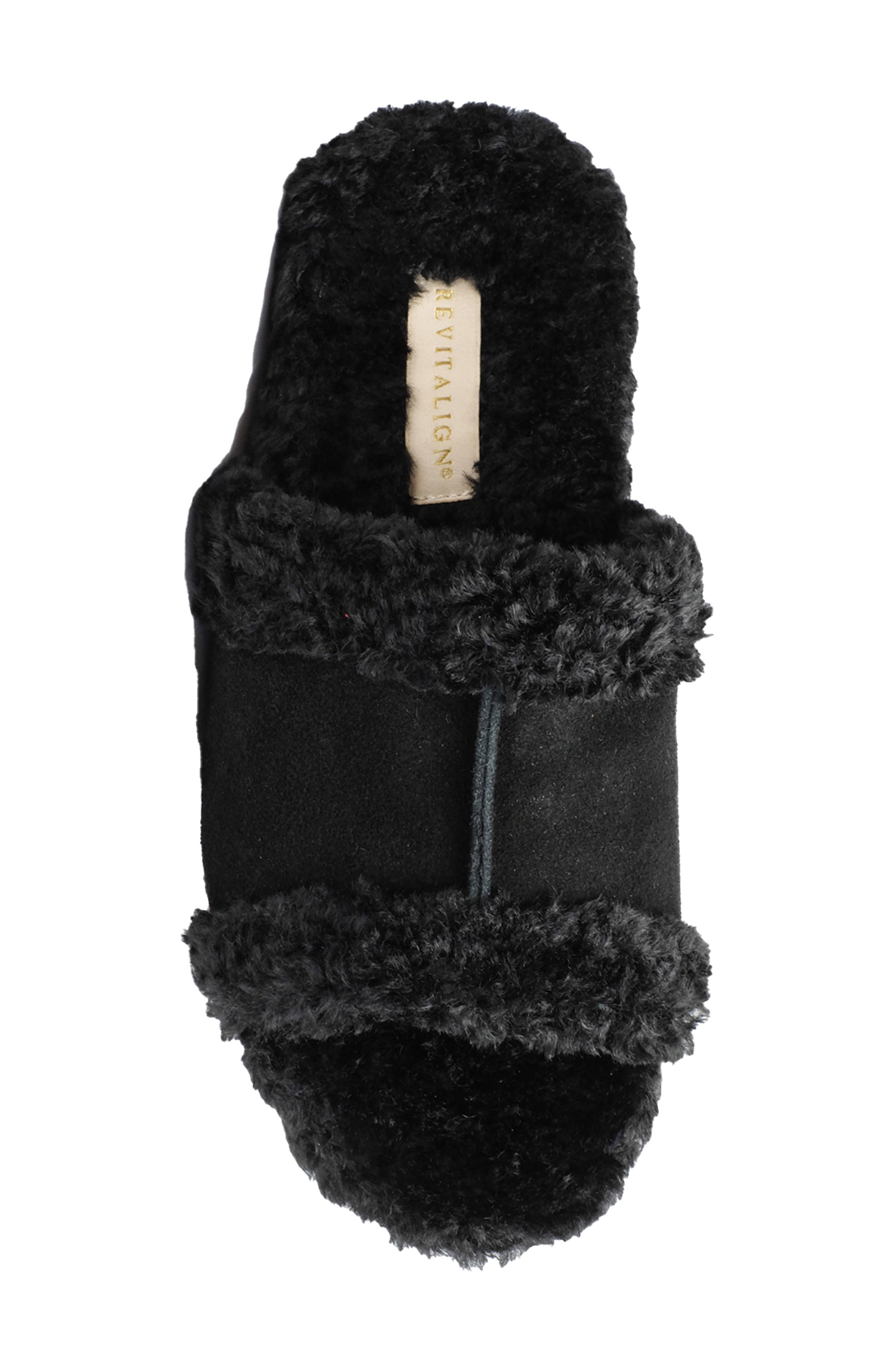 Clara Orthotic Faux Fur Lined Slide Slipper, Alternate, color, JET BLACK