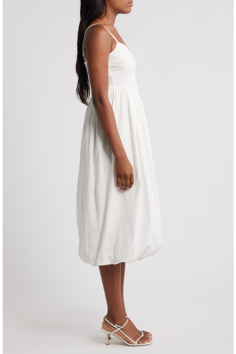 Cami Puffball Drop Waist Midi Dress, Alternate, color, WHITE