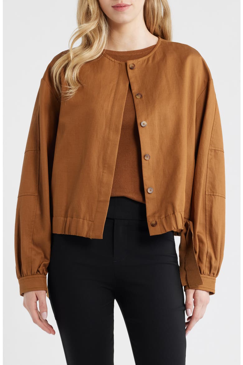 Mojito Tie Hem Jacket, Main, color, BROWN