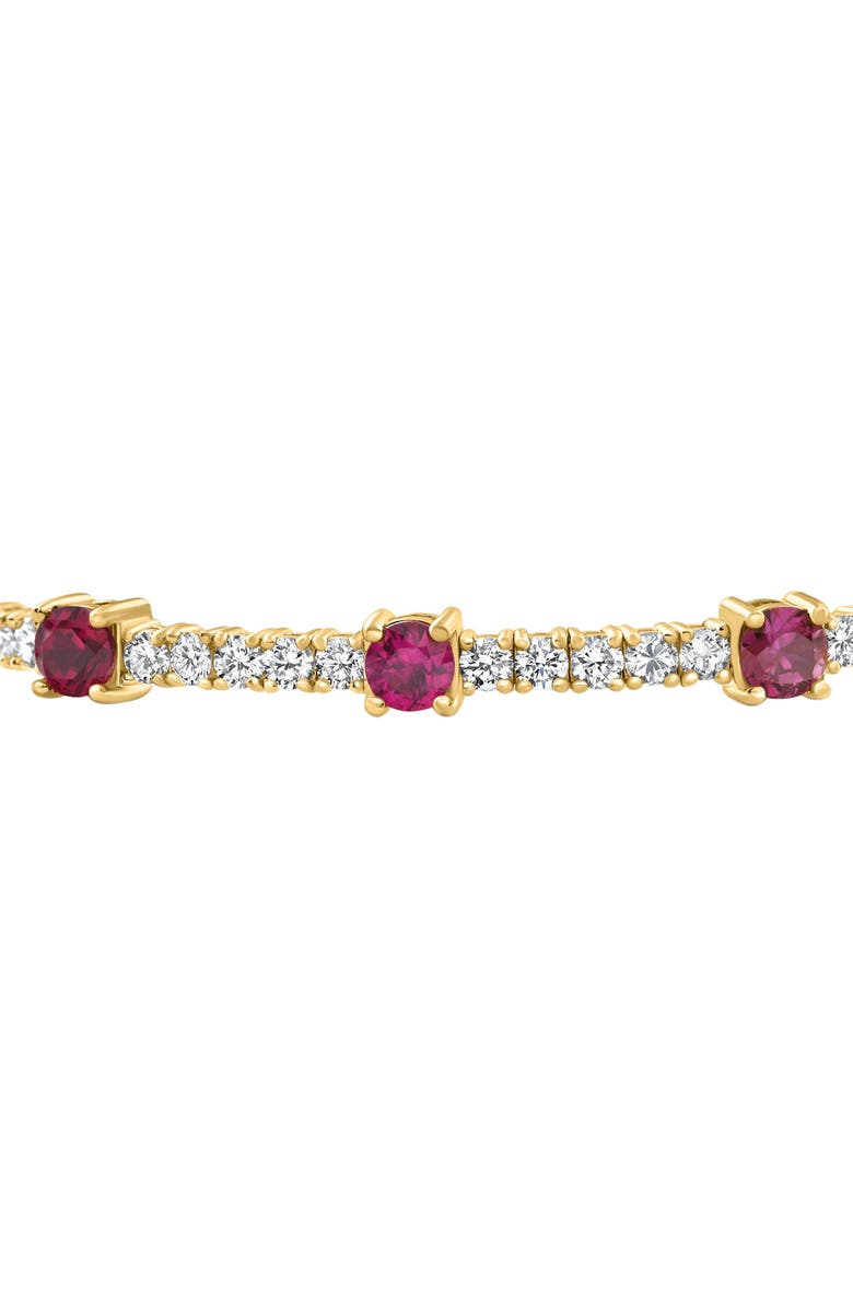 Bliss Diamond 5Ct Ruby & Diamond Diamond Tennis Flexible Bangle Bracelet Gold Lab Grown, Alternate, color,