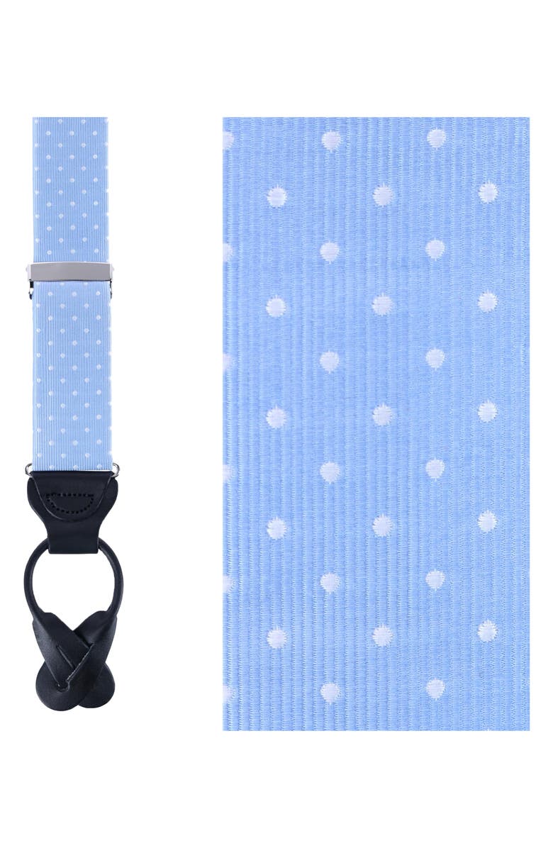 Trafalgar Aura Polka Dot Silk Suspenders, Main, color, 