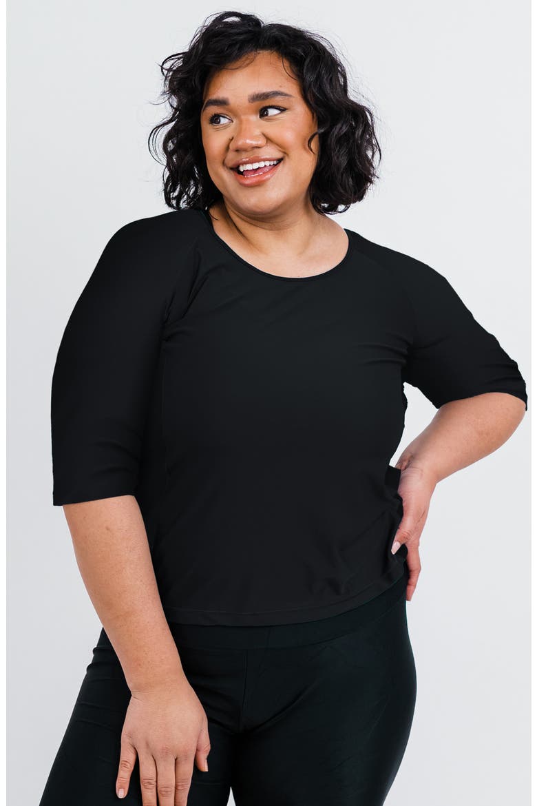 Plus Size Loose Fit Margaux Swim Top, Main, color, Black