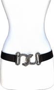 Raina Belts Interlocking Snake Antique Silver Leather Belt