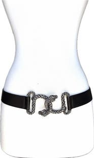 Raina Belts Interlocking Snake Antique Silver Leather Belt