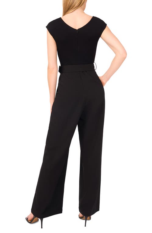 Ted Baker Belted Mixed Media Jumpsuit In Black