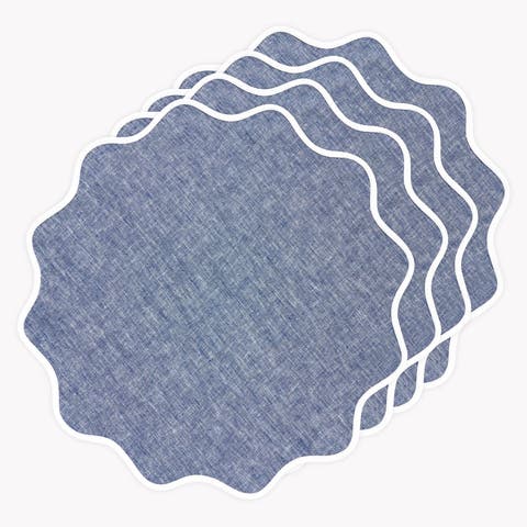 Linen Round Placemats - Giselle Scallop Edge, 16 Inch Round