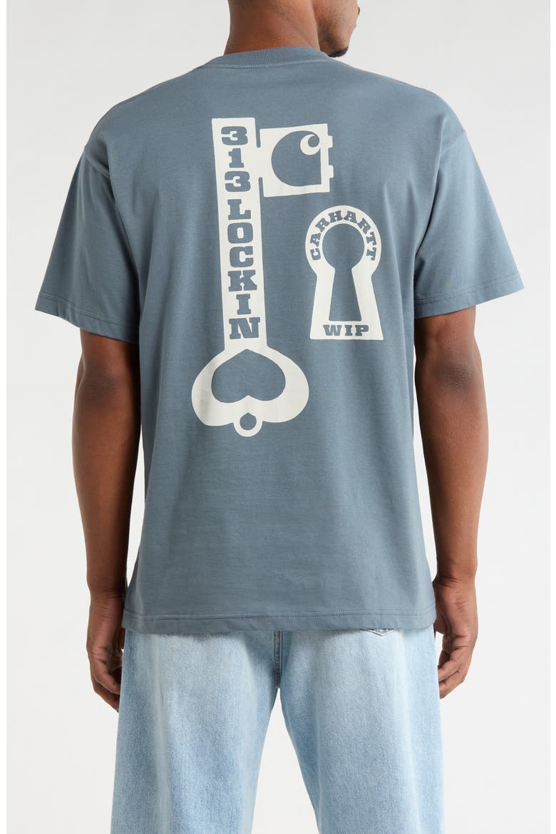 Locked Organic Cotton Graphic T-Shirt, Alternate, color, COZY BLUE