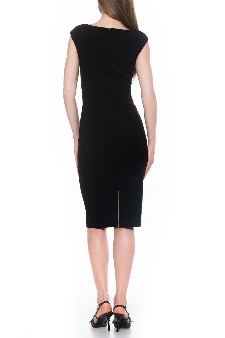 Destiny Cap Sleeve Midi Sheath Dress, Alternate, color, BLACK WHITE