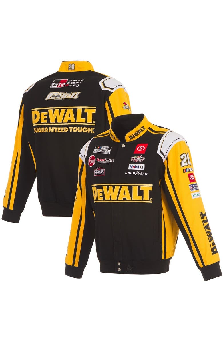 JH DESIGN Men
s JH Design Black/Yellow Christopher Bell DeWalt Full-Snap Twill Uniform Jacket, Main, color, Black
