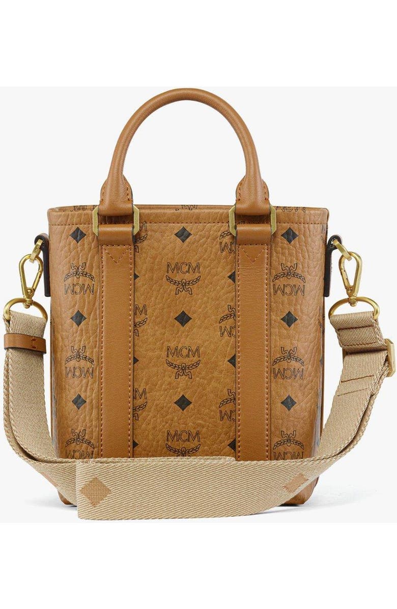 MCM Aren N/S Tote in Visetos, Alternate, color, Cognac