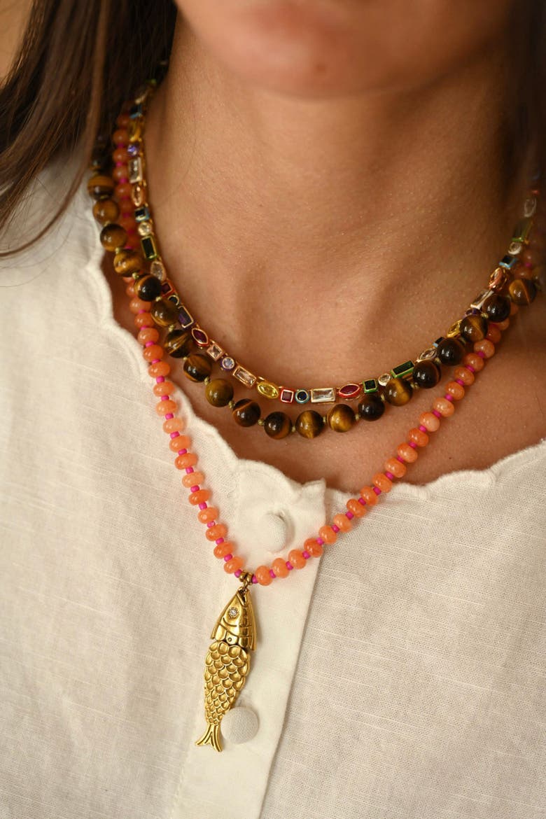 Pez Necklace, Alternate, color, Gold