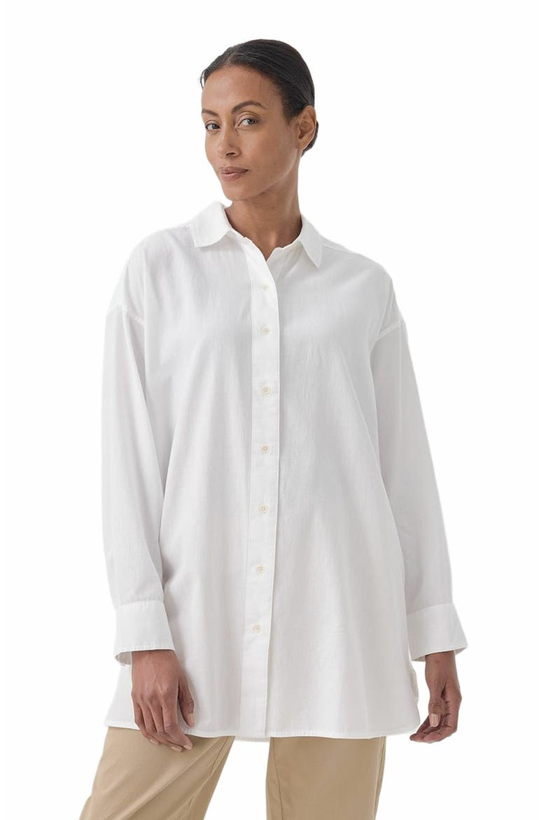 Organic Cotton Sunset Lightweight Cotton Oversized Shirt, Main, color, White