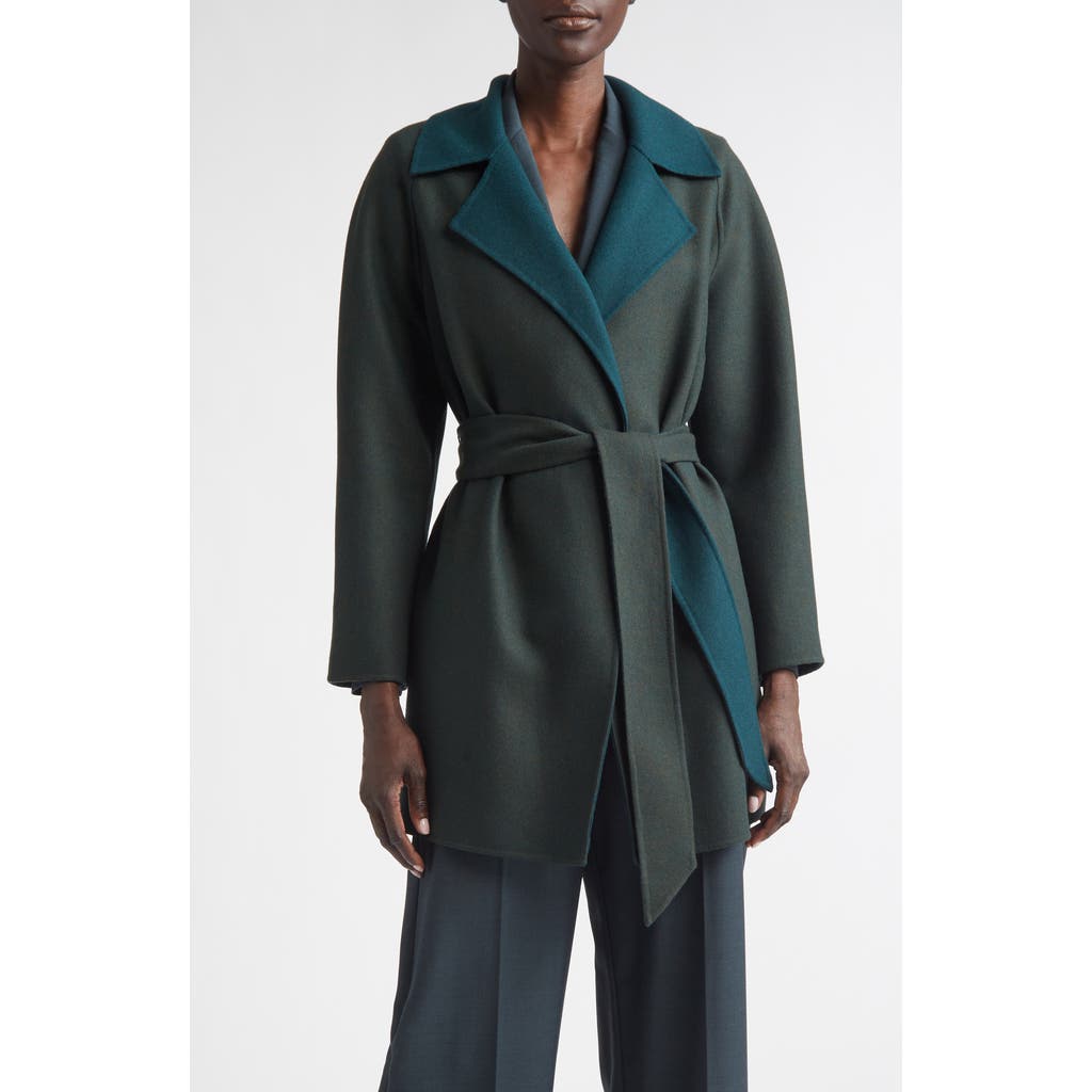 St John St. John Wool & Cashmere Double Face Twill Coat In Olive/pine