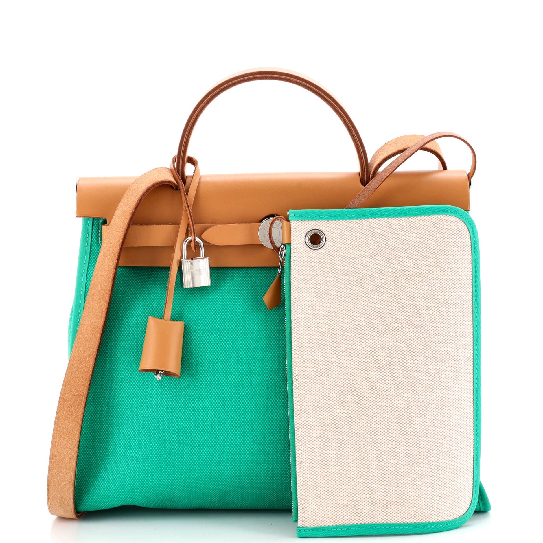 Herbag Zip Berline Vache Canvas and Leather 31, Alternate, color, Green
