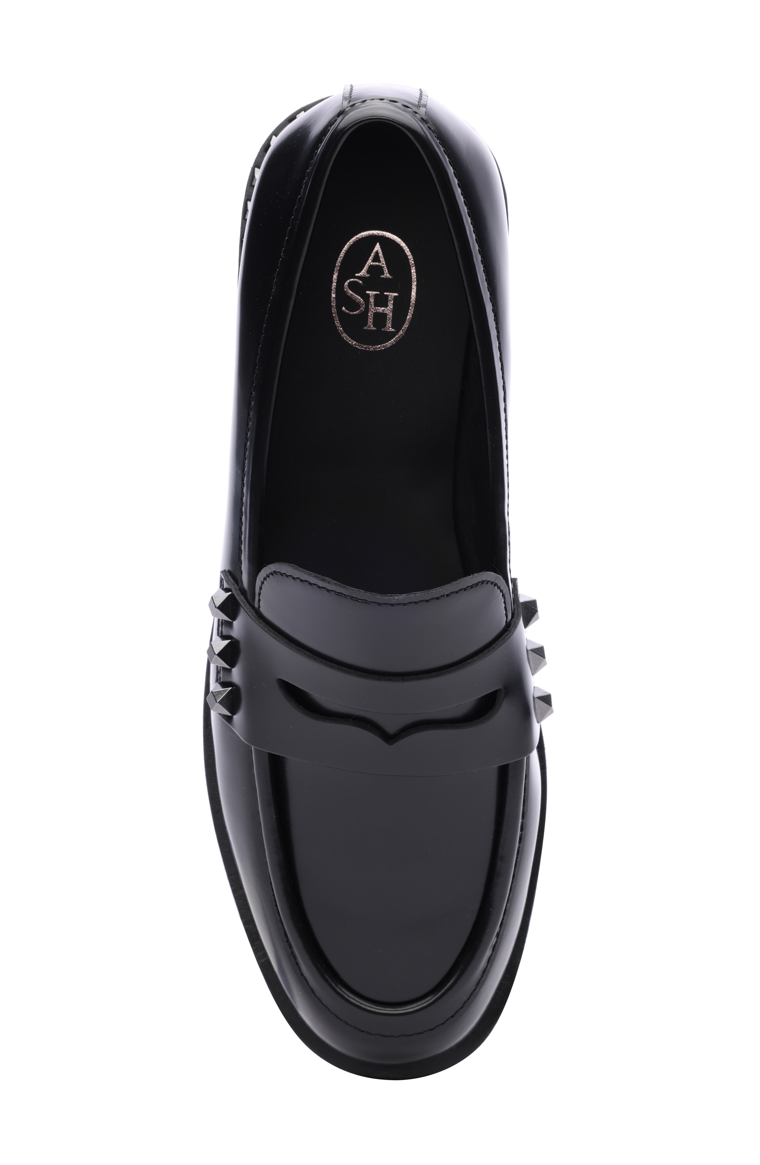 Ash Whisper Studs Leather Loafer, Alternate, color, Black