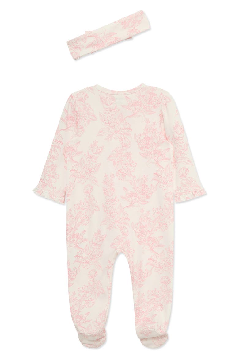 Rose Toile Cotton Footie & Headband Set (Nordstrom Exclusive), Alternate, color, PINK