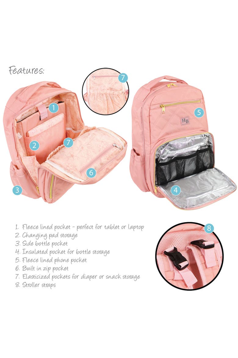 Luxury Diaper Backpack Kit with Portable Changing Mat, Alternate, color, Blush
