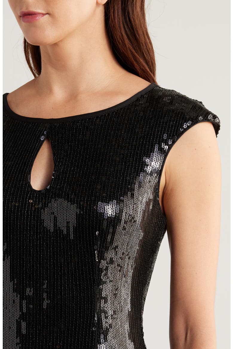 Kyhle Sequin Fringe Hem Cocktail Dress, Alternate, color, BLACK