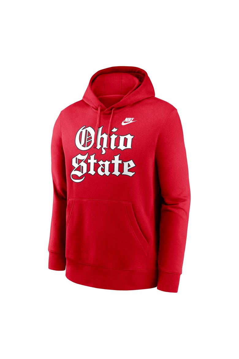 Men's Nike Scarlet Ohio State Buckeyes Old English Fleece Pullover Hoodie, Alternate, color, Scarlet