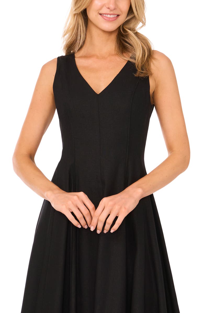 Ted Baker Pleated Waist Sleeveless Linen Blend Maxi Dress, Alternate, color, Rich Black