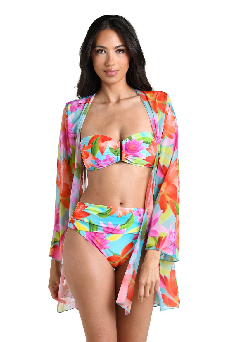 Sunset Botanica Bandeau Bikini Top, Alternate, color, BLUE/ GREEN MULTI