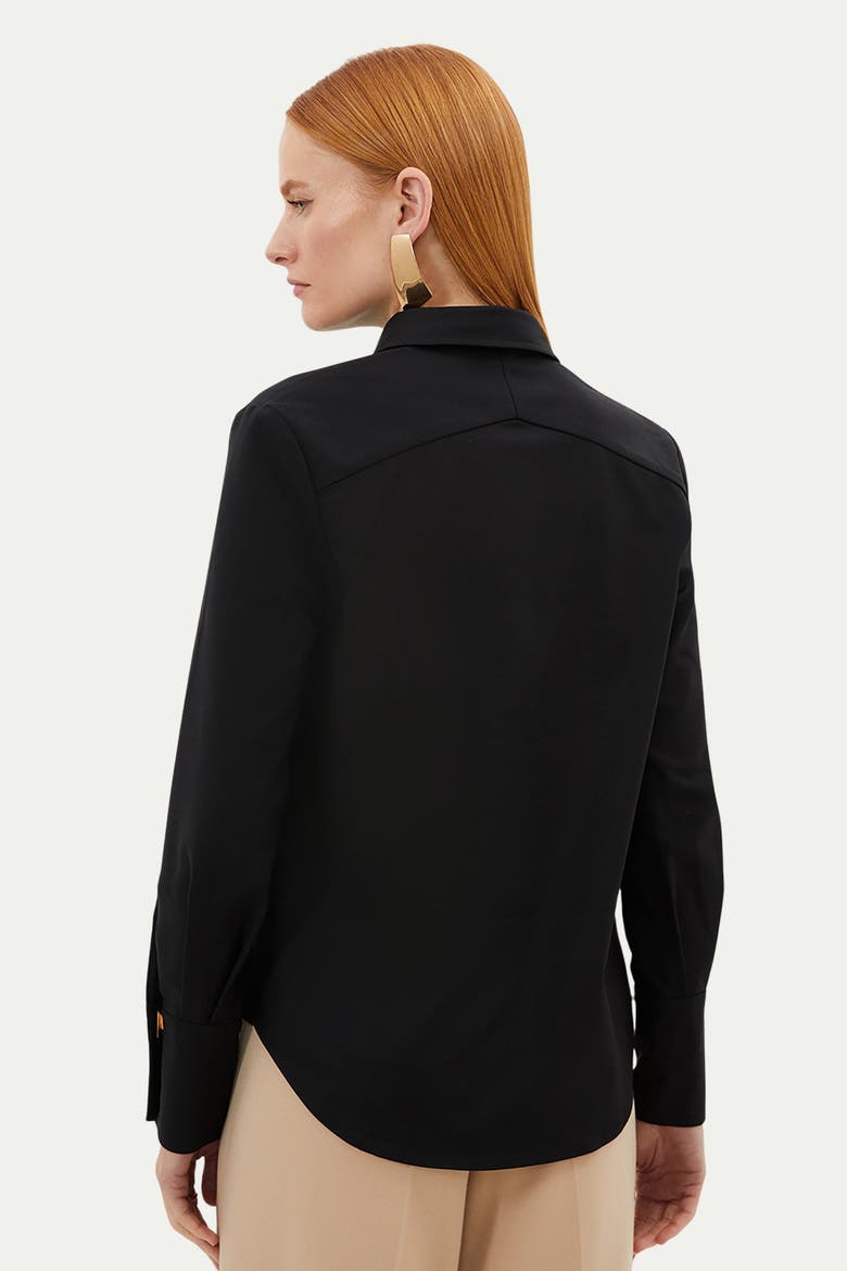 Techno Cotton Gold Clasp Shirt, Alternate, color, Black