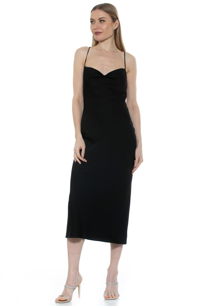 Alexia Admor Dionee Draped Cowl Neck Midi Dress, Alternate, color, Black