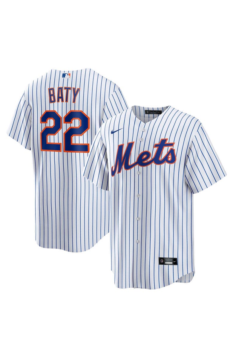 Nike Men's Nike Brett Baty White New York Mets Replica Player Jersey, Main, color, 
