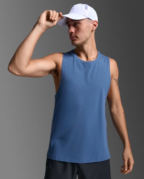 2xu Motion Cotton Flex Tank In Blue