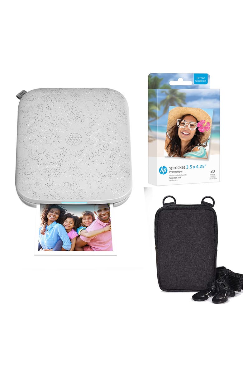 HP Sprocket 3x4 Printer Bundle with Case & Paper, Main, color, White