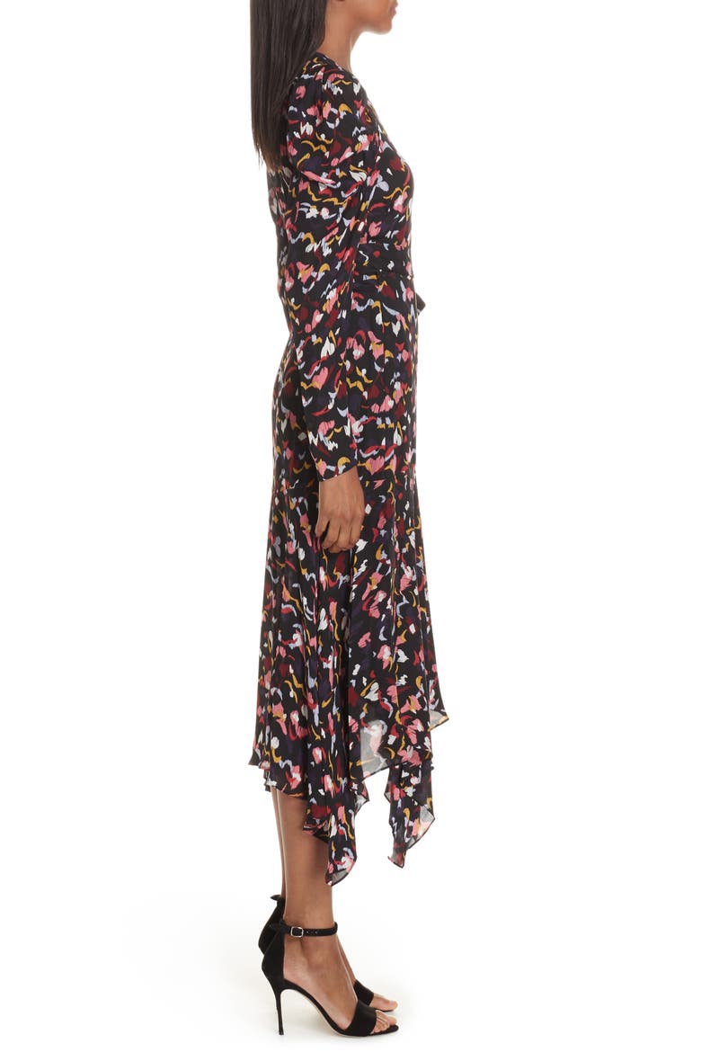 Tianna Silk Wrap Dress, Alternate, color, CORAL MULTI