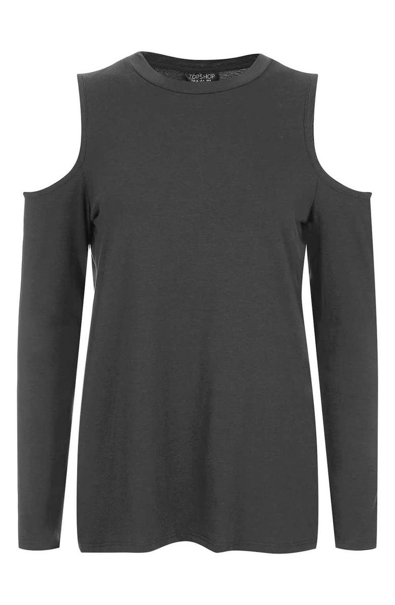 Topshop Cold Shoulder Tee, Alternate, color,