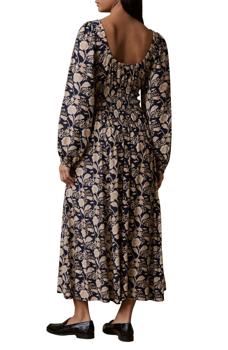 Faherty Floral Long Sleeve Seersucker Midi Dress, Alternate, color, Avignon Floral Print