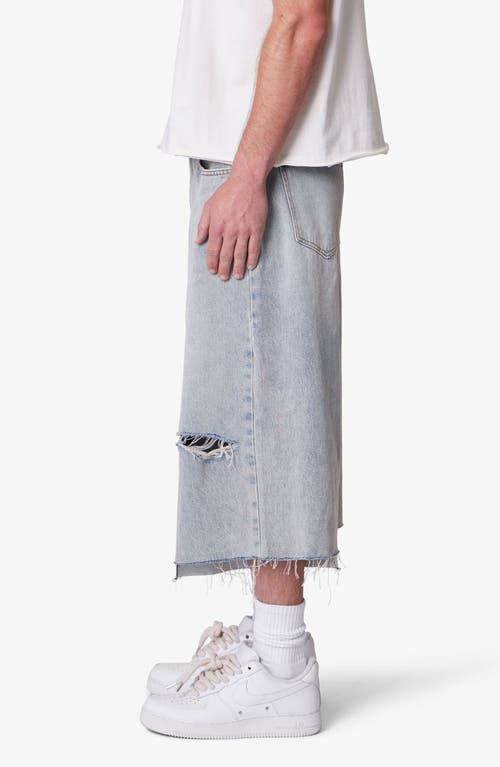 Mnml Distressed Panel Denim Shorts In Blue