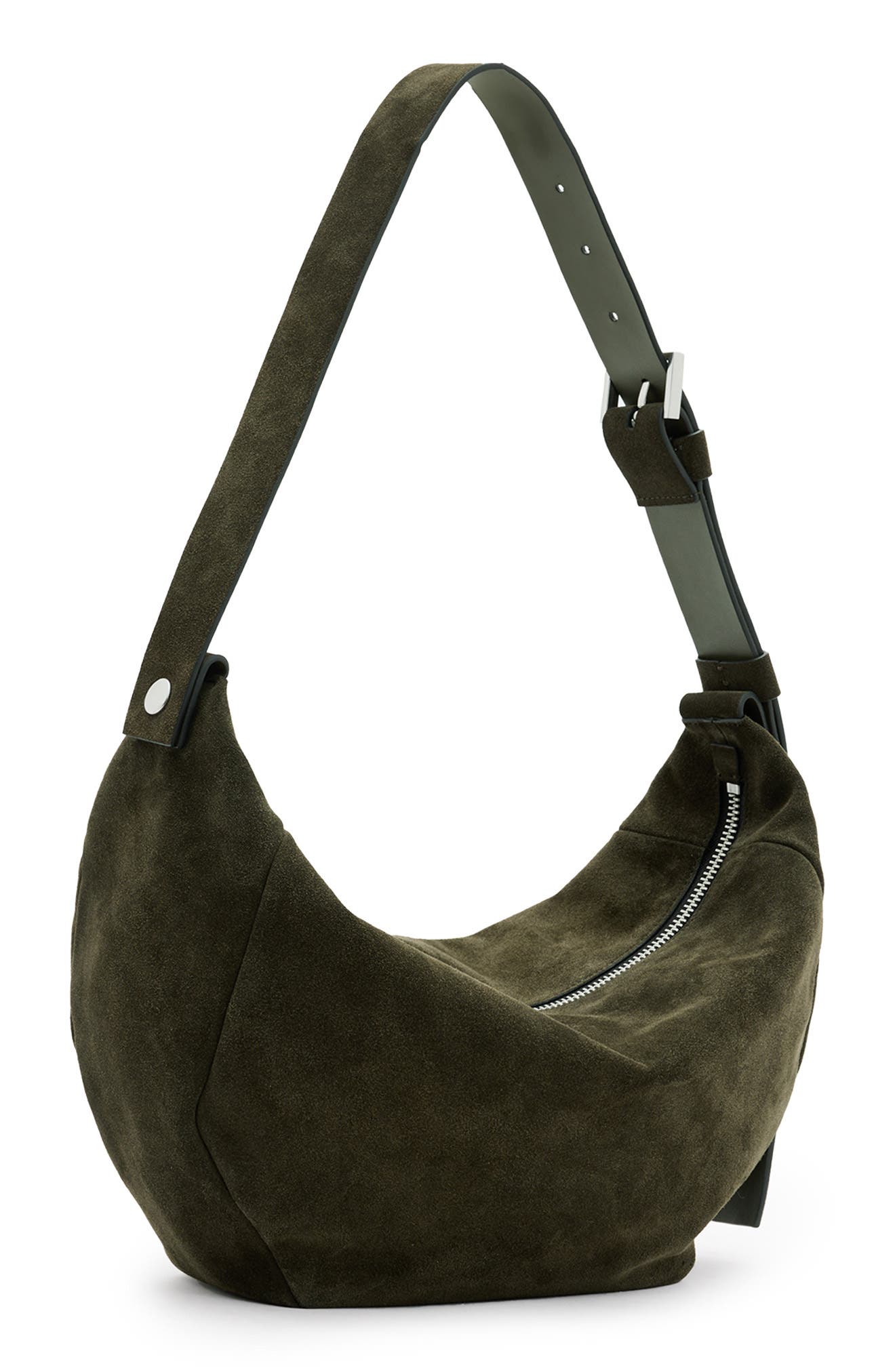 AllSaints Madea Suede Shoulder Bag, Alternate, color, 