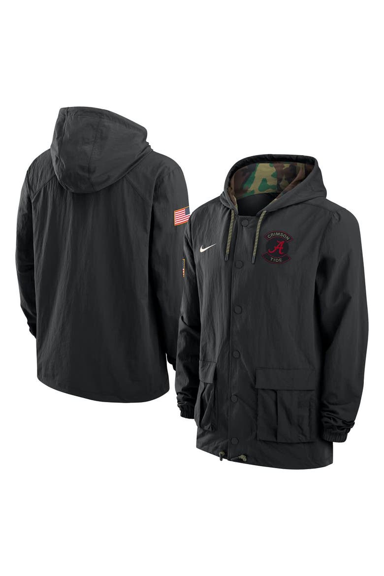 Men's Nike Black Alabama Crimson Tide Full-Snap Hoodie Military Jacket, Alternate, color, Black
