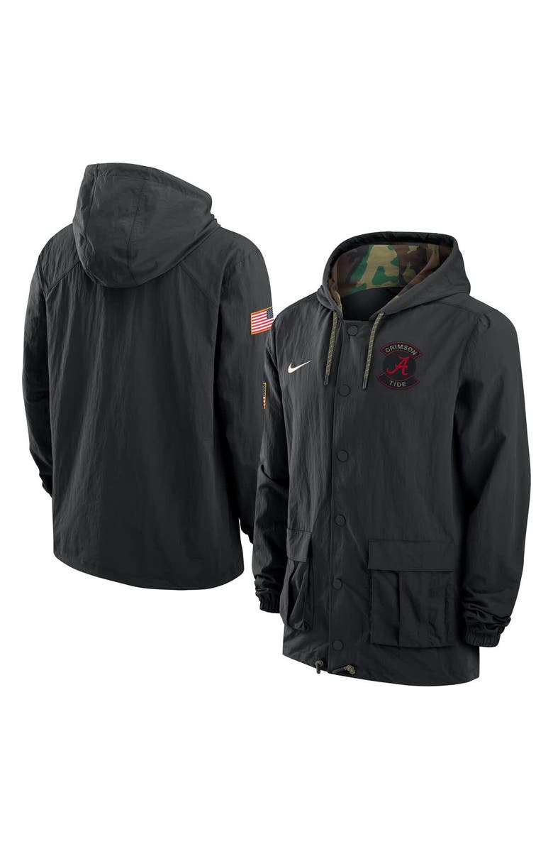 Nike Men's Nike Black Alabama Crimson Tide Full-Snap Hoodie Military Jacket, Alternate, color, Black