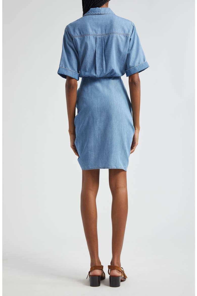 Hensley Ruched Detail Cotton Blend Shirtdress, Alternate, color, ICEBERG