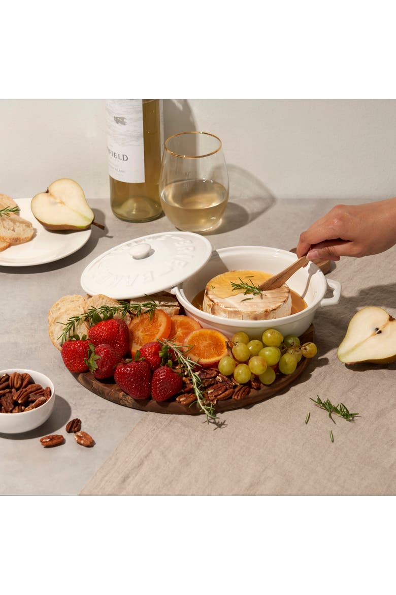 Ceramic Brie Baker & Wood Spreader Set, Alternate, color, White